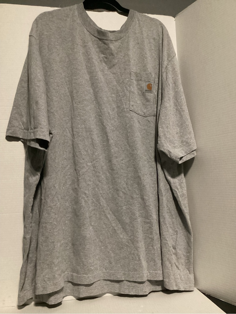 Carhartt Gray Short Sleeve Pocket Tee with Logo Patch 3x Loose Fit